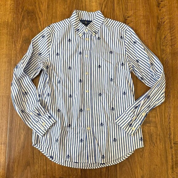Ralph Lauren striped skull Button down shirt - Picture 1 of 5